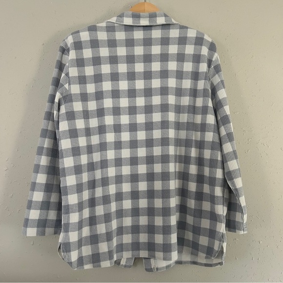 Teddi Vintage Blue Gray and White Checkered Button-Up Shirt Casual Large - Picture 4 of 7